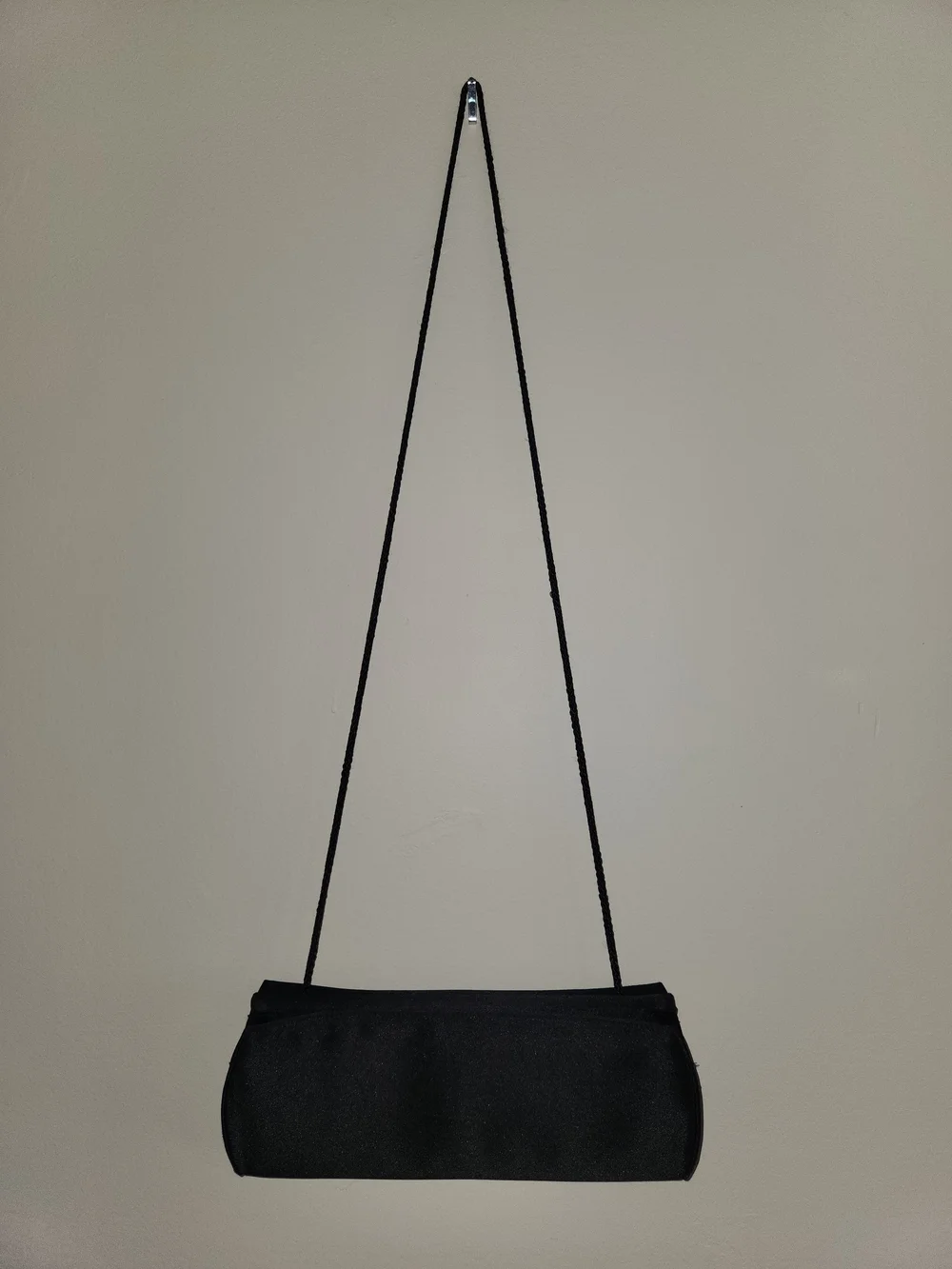 Black Satin Chain-Handle Evening Clutch